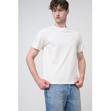 Tricou uni cu decolteu la baza gatului - Bej deschis