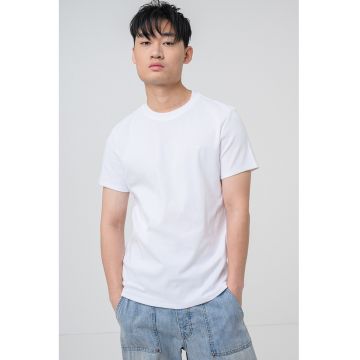 Tricou uni de bumbac - Alb optic