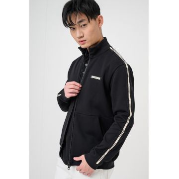 7 Bluza de trening cu fermoar si aplicatie logo brodata - Negru