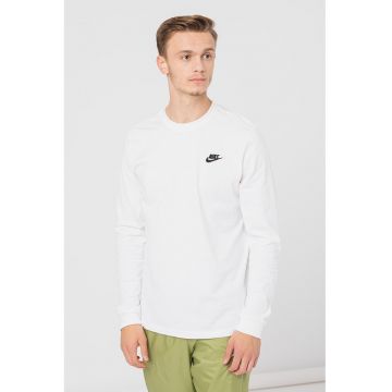 Bluza cu logo brodat si maneci lungi Sportswear Club - Alb