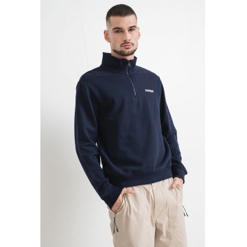Bluza de trening cu fermoar scurt si logo Small Box - Bleumarin
