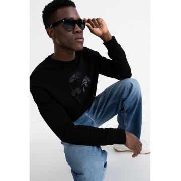 Bluza de trening din amestec de bumbac cu model - Negru