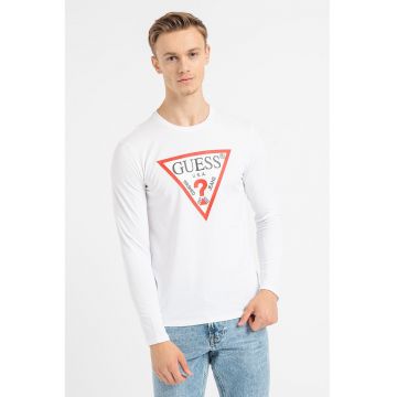 Bluza slim fit de bumbac cu imprimeu logo - Rosu/Alb