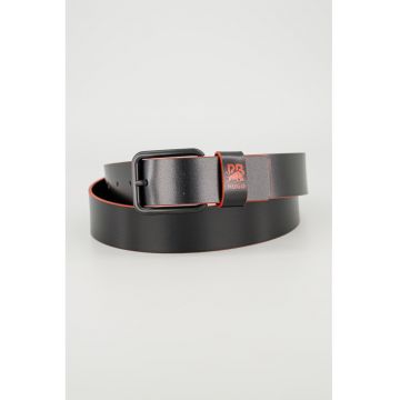 Curea de piele cu logo - Negru