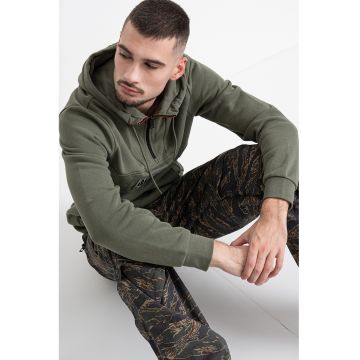Hanorac cu fenta cu fermoar Burgee - Visiniu/Kaki pal
