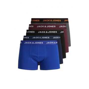 Jack&Jones - Set de boxeri cu logo - 5 perechi - Visiniu/Negru/Albastru