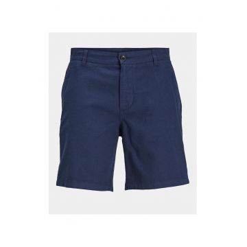 Pantaloni scurti chino din amestec de in - Albastru inchis