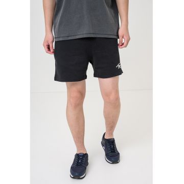Pantaloni scurti din bumbac cu imprimeu logo - Negru
