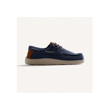 Pantofi boat din panza Kinango - Albastru cobalt/Bleumarin