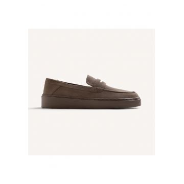 Pantofi loafer din piele intoarsa Imus - Maro taupe