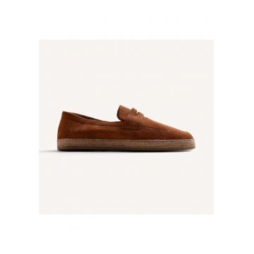 Pantofi loafer din piele intoarsa Juja - Caramel