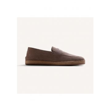 Pantofi loafer din piele intoarsa Juja - Maro taupe