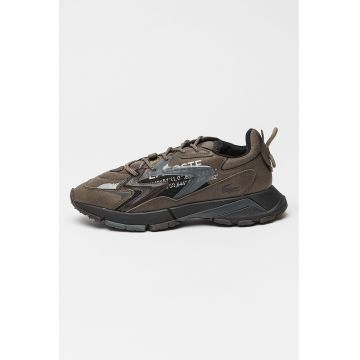 Pantofi sport cu garnituri din piele Neo Tech - Maro inchis/Gri