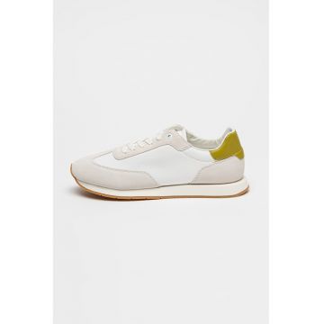 Pantofi sport de panza cu garnituri de piele intoarsa