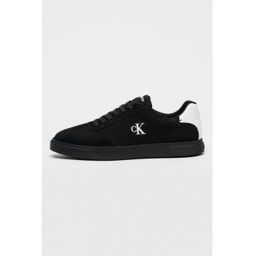 Pantofi sport de panza cu garnituri de piele intoarsa