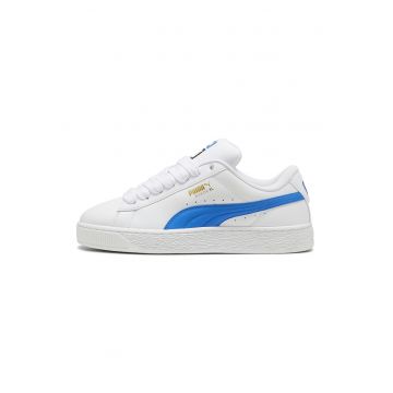 Pantofi sport de piele si piele ecologica XL - Alb/Albastru royal