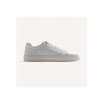 Pantofi sport low-cut cu model uni - Alb murdar