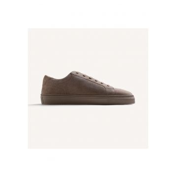 Pantofi sport low-cut din piele intoarsa - Maro taupe