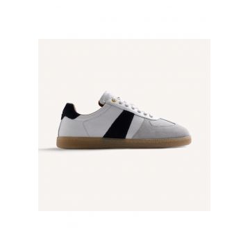 Pantofi sport Owerri low-cut din piele intoarsa - Alb/Gri deschis
