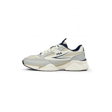 Pantofi sport wedge cu insertii din plasa Recade - Alb fildes/Gri deschis/Bleumarin