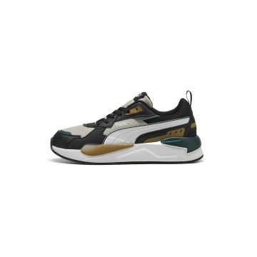 Pantofi sport X-Ray 3 de plasa cu insertii de piele ecologica - Negru/Caramel/Alb murdar