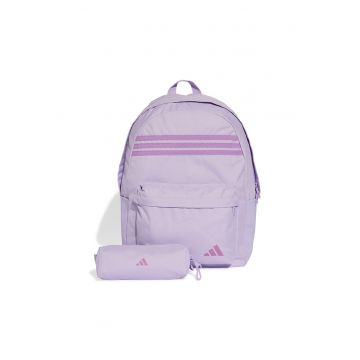 Rucsac din material textil cu imprimeu logo - Lila