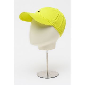Sapca din bumbac organic cu detaliu logo The Flag - Galben lime