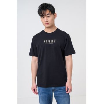 Tricou cu decolteu la baza gatului si logo Austin - Negru carbon