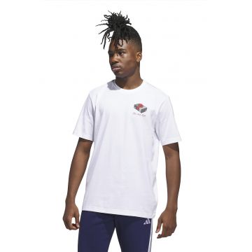 Tricou de bumbac cu decolteu la baza gatului - Alb optic