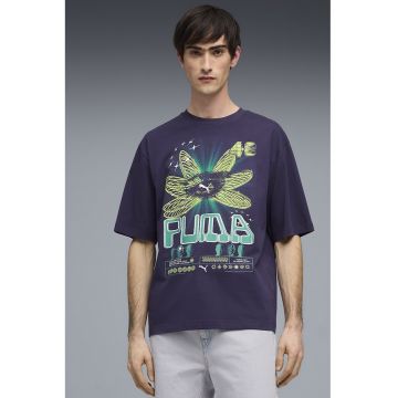 Tricou de bumbac cu imprimeu - Verde/Albastru inchis