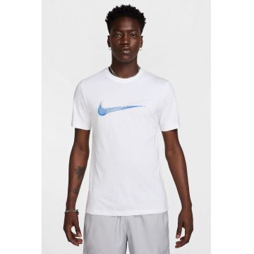 Tricou din bumbac cu logo - Alb/Albastru deschis