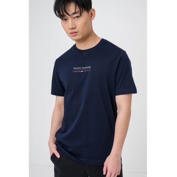 Tricou din bumbac cu logo - Bleumarin