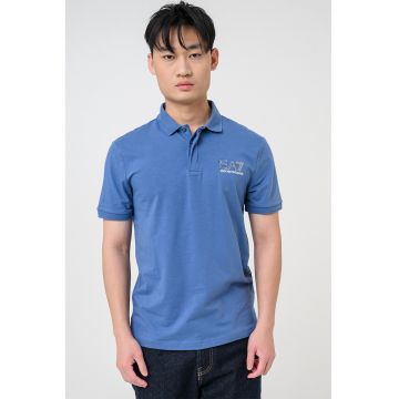 Tricou polo cu imprimeu logo pe partea din spate Visibility - Alb/Albastru cobalt