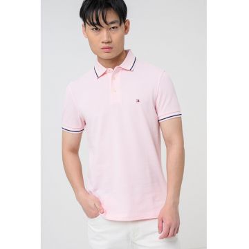 Tricou polo din amestec de bumbac organic - Roz pastel