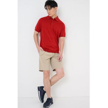 Tricou polo din amestec de bumbac organic si lyocell - Visiniu