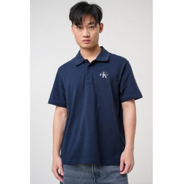 Tricou polo lejer din bumbac pique - Albastru ultramarin