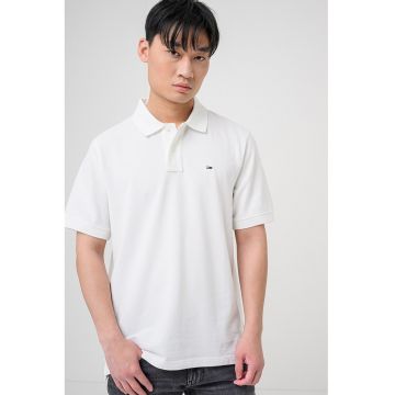 Tricou polo regular fit - Alb fildes