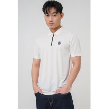 Tricou polo slim fit Train Premium Shield - Alb