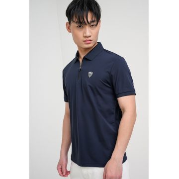 Tricou polo slim fit Train Premium Shield - Albastru ultramarin