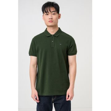Tricou polo slim fit - Verde masliniu inchis