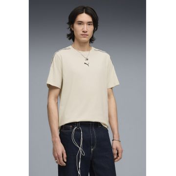 Tricou regular fit cu benzi logo laterale - Bej
