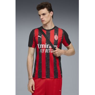 Tricou slim fit cu model pentru fotbal AC Milan - Rosu/Negru
