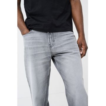 Blugi conici cu aspect decolorat - Gri