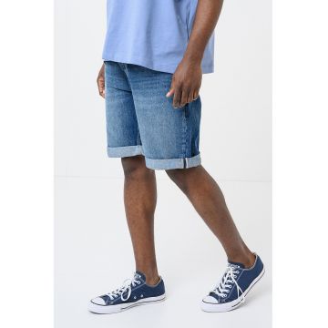 Blugi scurti relaxed fit cu terminatii pliabile - Albastru
