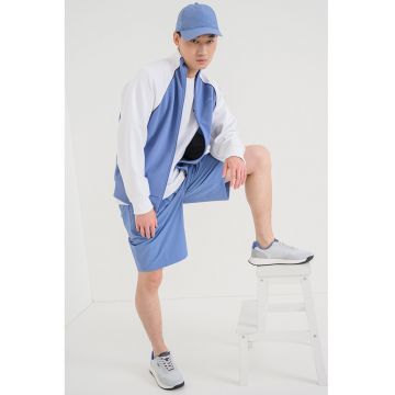 Bluza de trening cu fermoar si maneci raglan Join - Alb/Albastru azur
