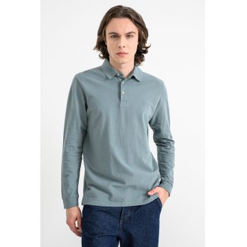 Bluza polo regular fit din bumbac pique - Albastru prafuit