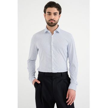 Camasa cu model si maneci lungi - Alb