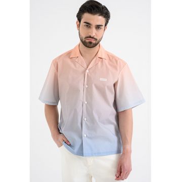Camasa cu model tie-dye - logo si maneci scurte - Piersica