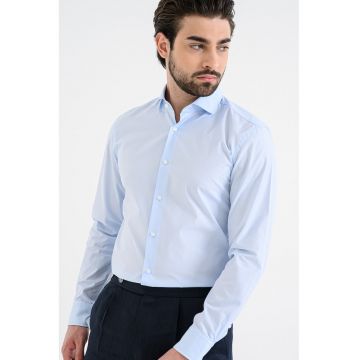 Camasa de bumbac cu maneci lungi - Albastru pastel