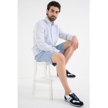 Camasa de in cu dungi - Alb/Albastru pastel